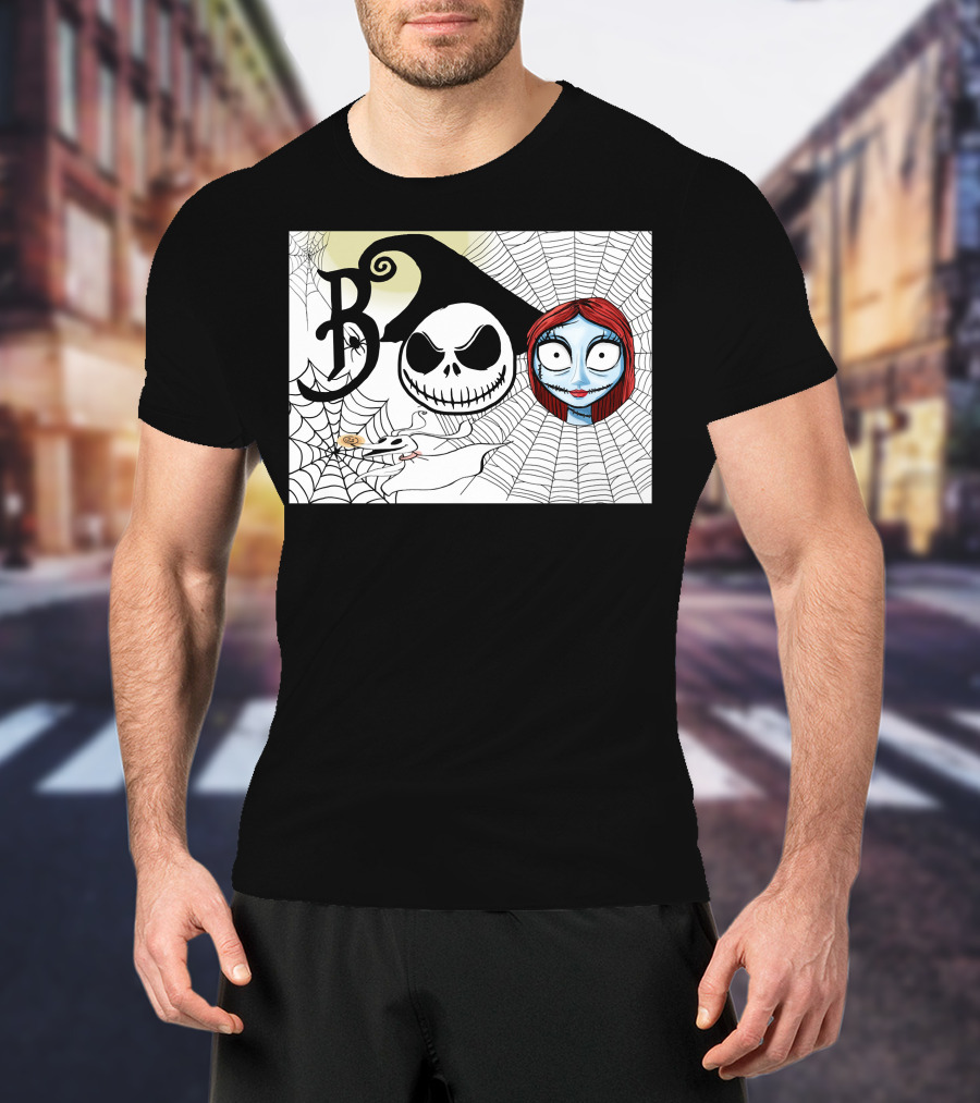 Jack And Sally Boo Halloween Nightmare Web T-Shirt