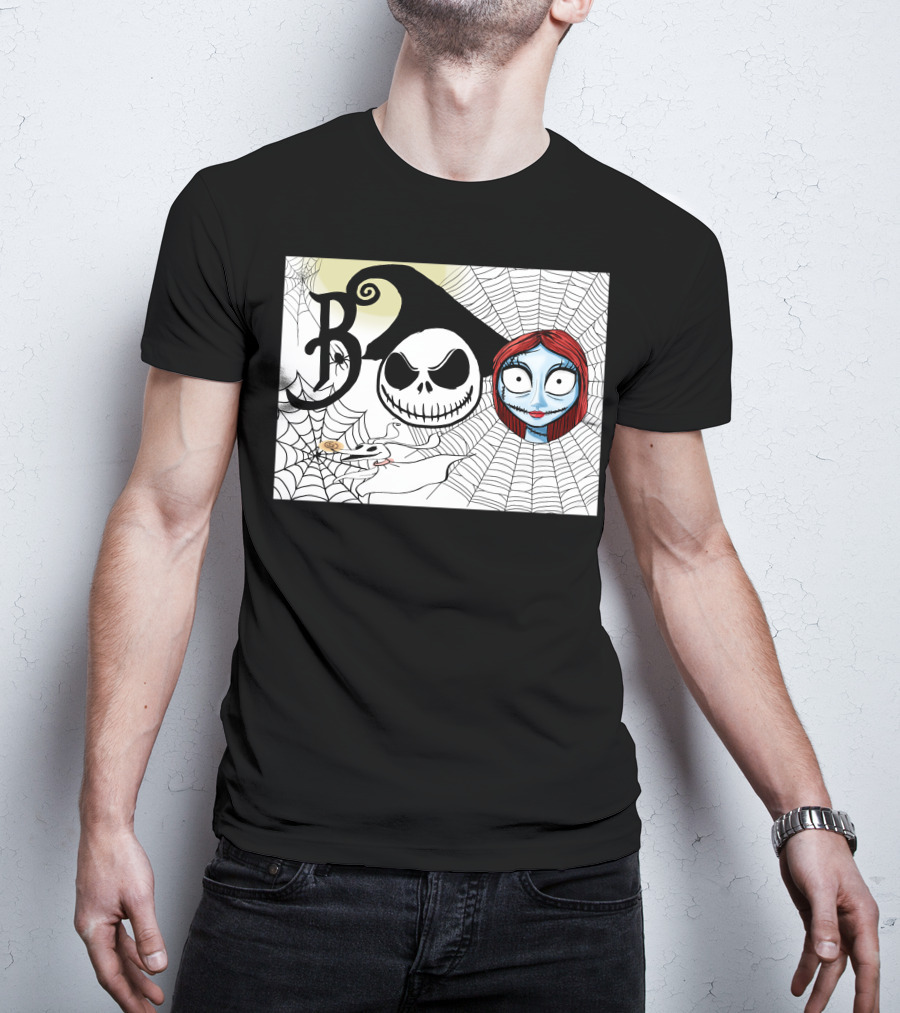 Jack And Sally Boo Halloween Nightmare Web T-Shirt