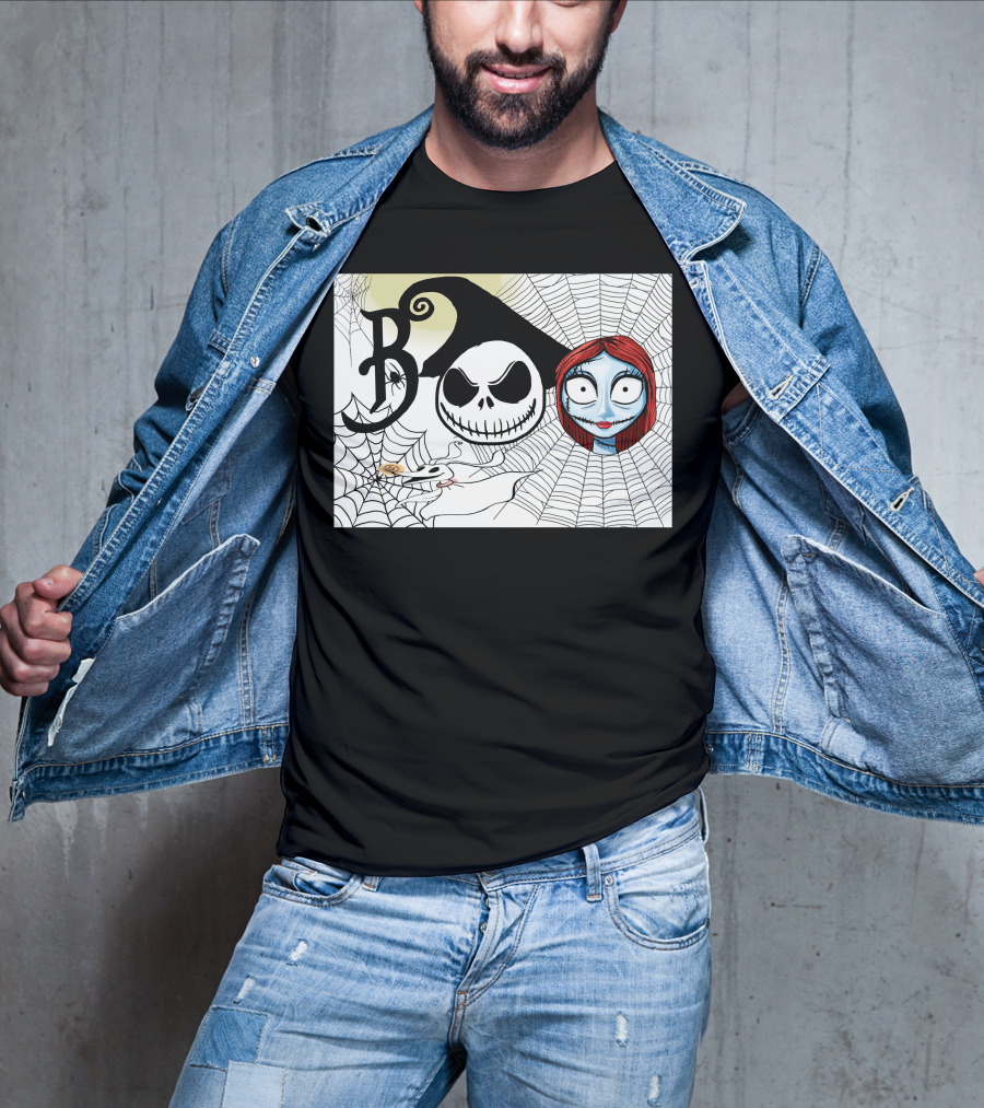 Jack And Sally Boo Halloween Nightmare Web T-Shirt