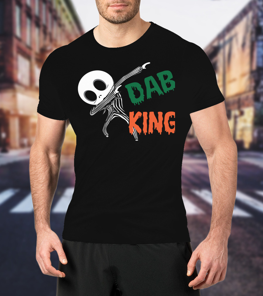 Dab King Skeleton Character In Striped Suit T-Shirt