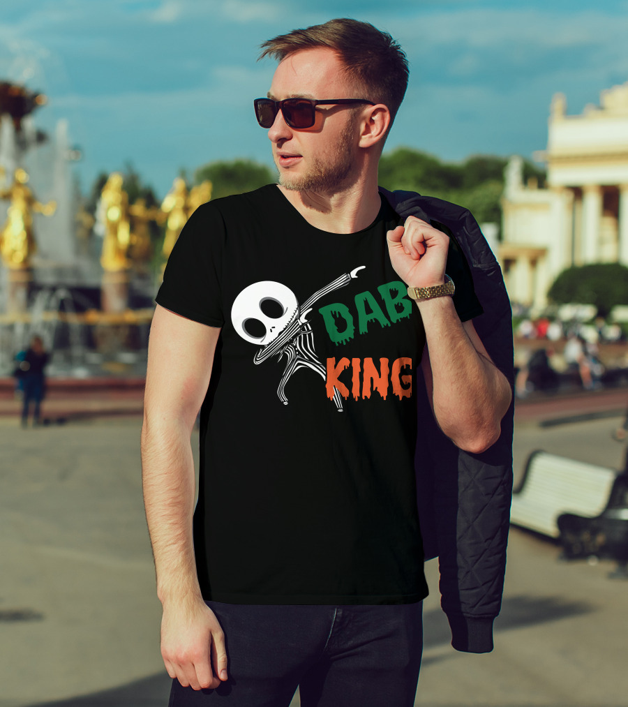 Dab King Skeleton Character In Striped Suit T-Shirt