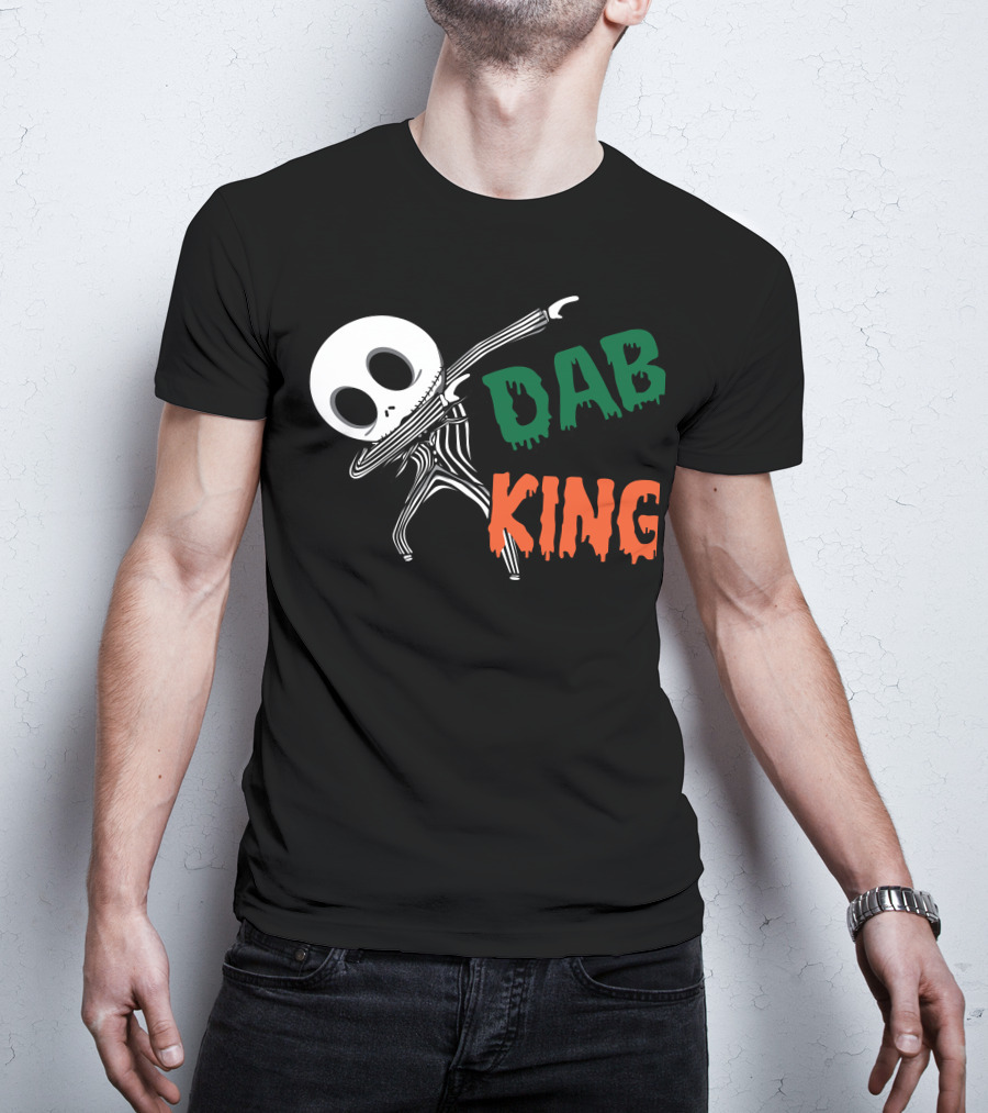Dab King Skeleton Character In Striped Suit T-Shirt