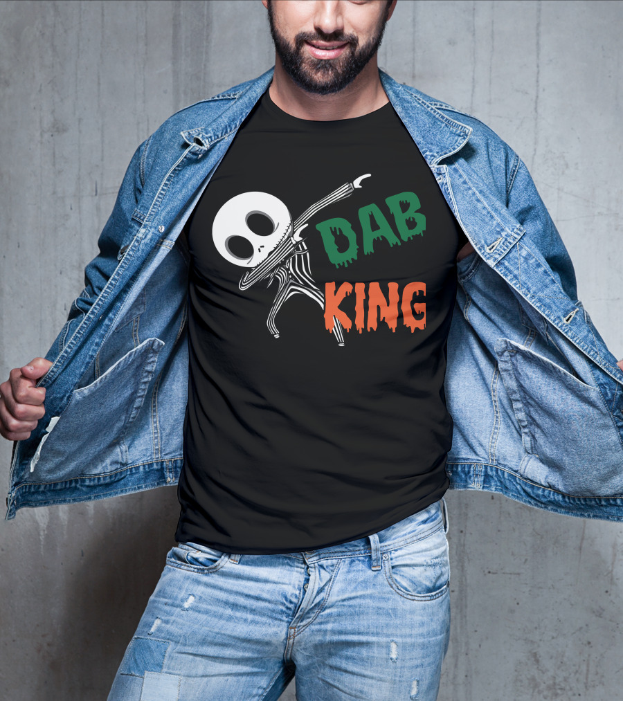 Dab King Skeleton Character In Striped Suit T-Shirt