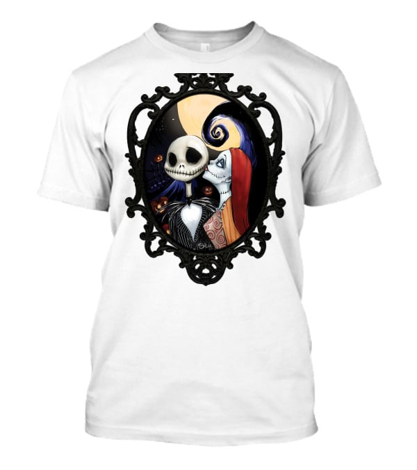 Jack And Sally Nightmare Before Christmas Moonlit Embrace T-Shirt