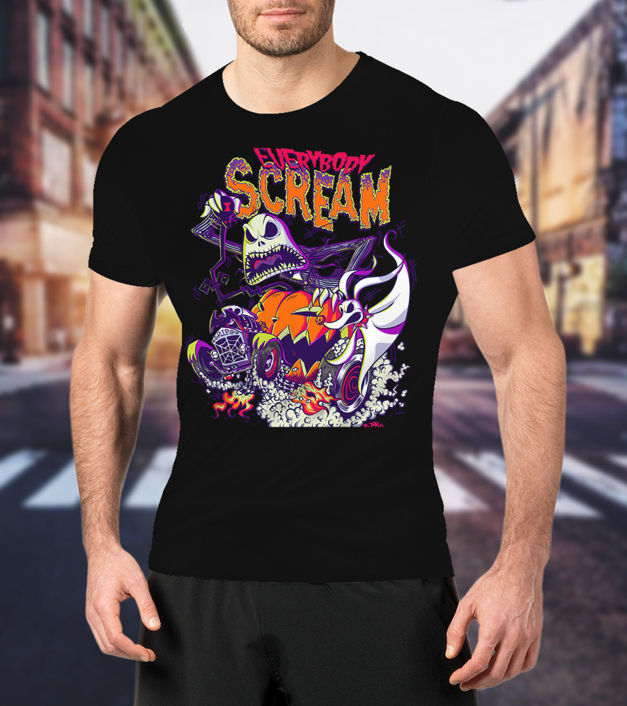Jack Skellington Everybody Scream Halloween Rides Ghost Dog T-Shirt