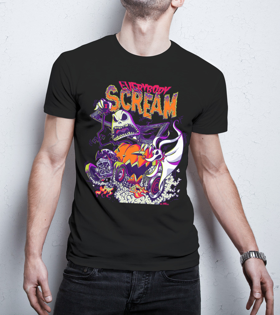 Jack Skellington Everybody Scream Halloween Rides Ghost Dog T-Shirt