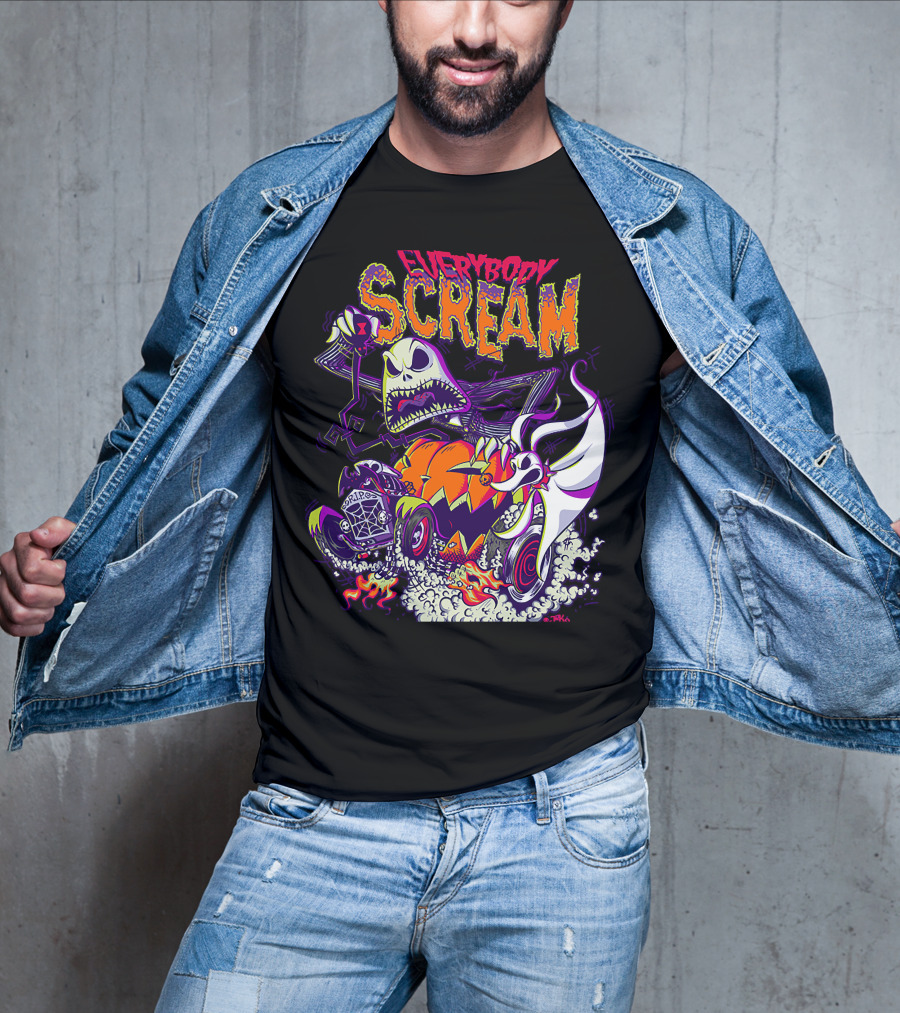 Jack Skellington Everybody Scream Halloween Rides Ghost Dog T-Shirt