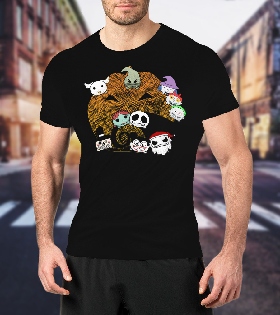 Pumpkin Oogie Boogie Jack Skellington Faces Halloween Characters T-Shirt