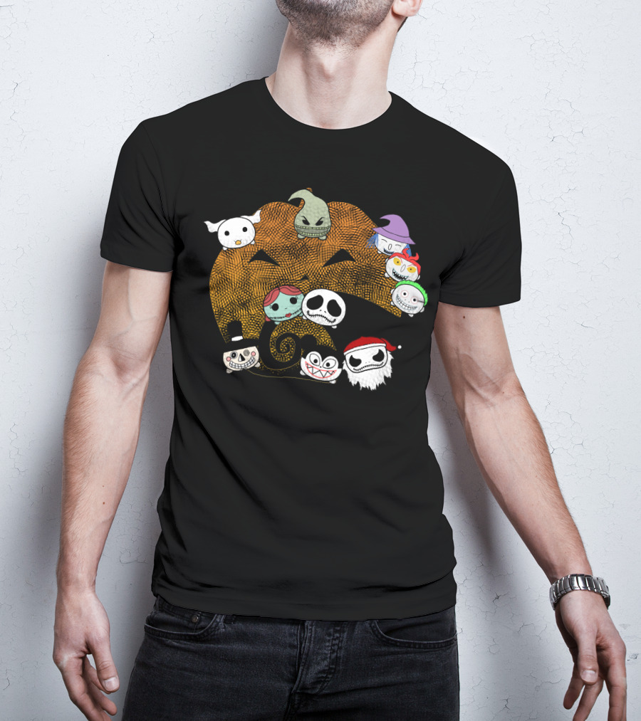 Pumpkin Oogie Boogie Jack Skellington Faces Halloween Characters T-Shirt