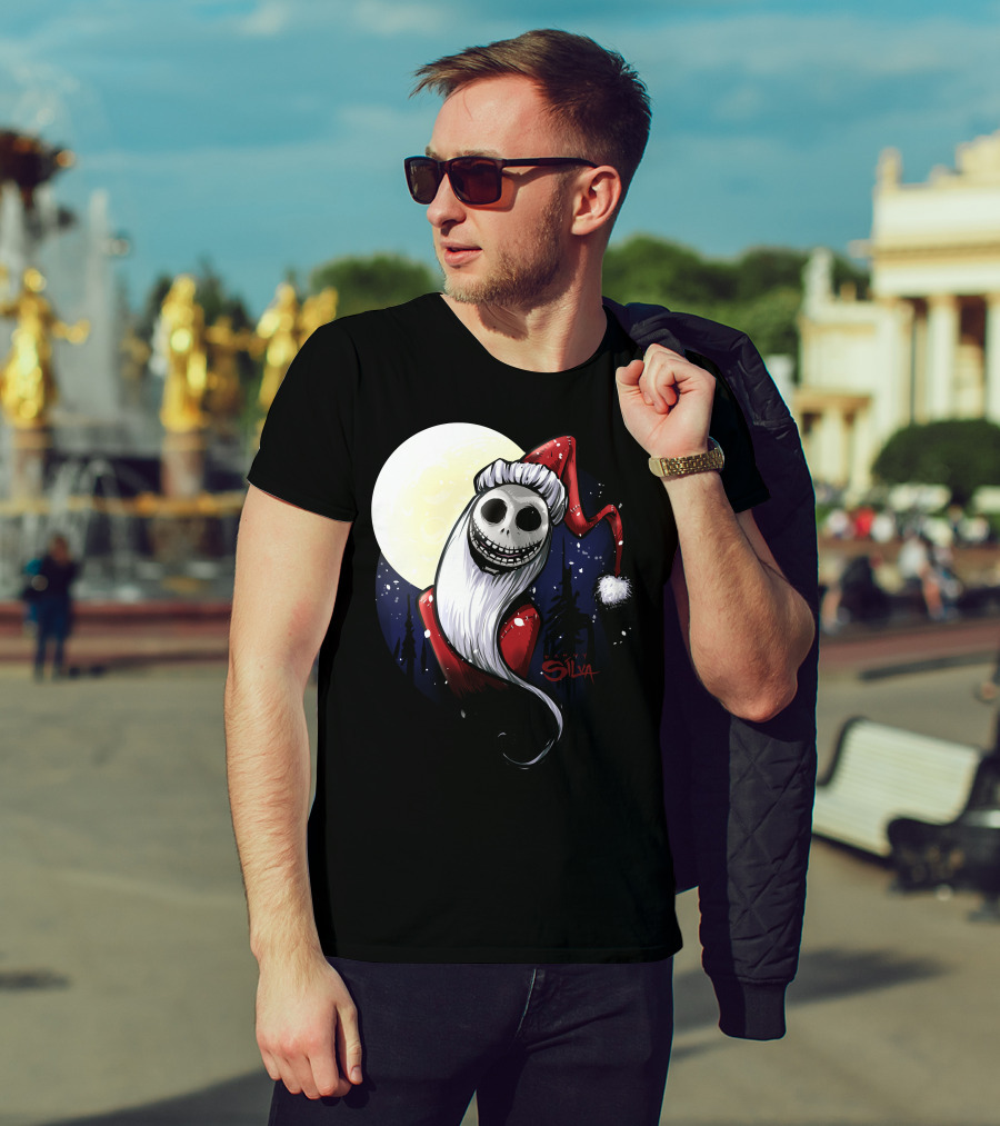 Santa Jack Skellington Moon Silva T-Shirt