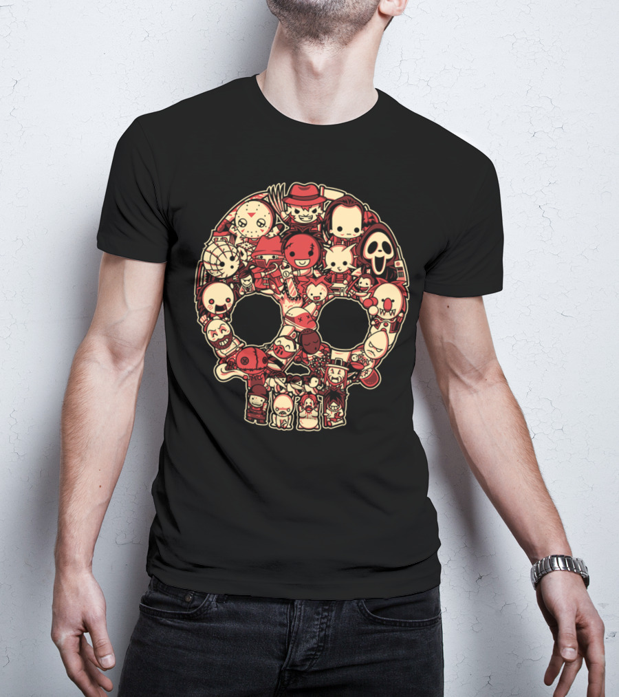 Horror Baby Cute Skull Icon Collage Featuring Classic Movie Characters T-Shirt