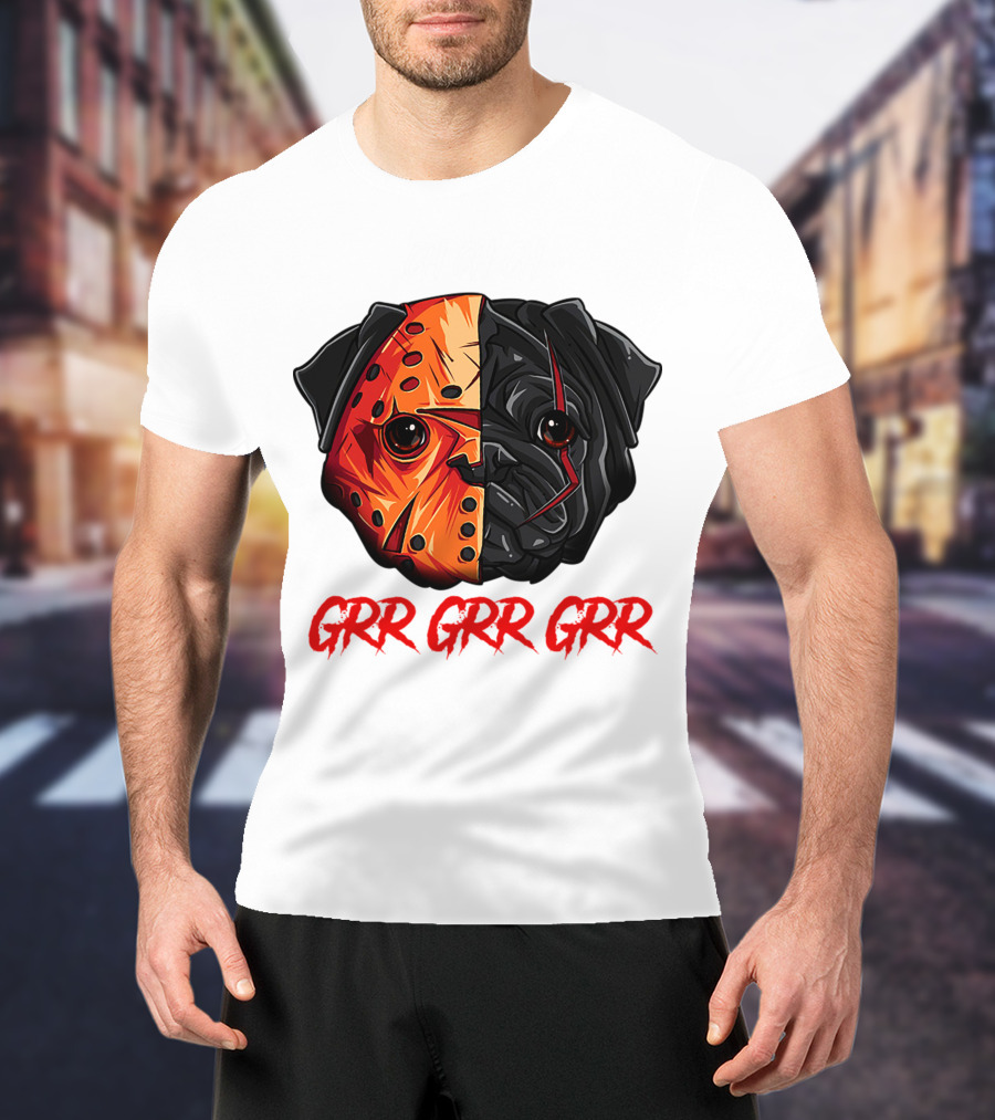 Grr Grr Grr Jason Dog Mask Pug Face T-Shirt