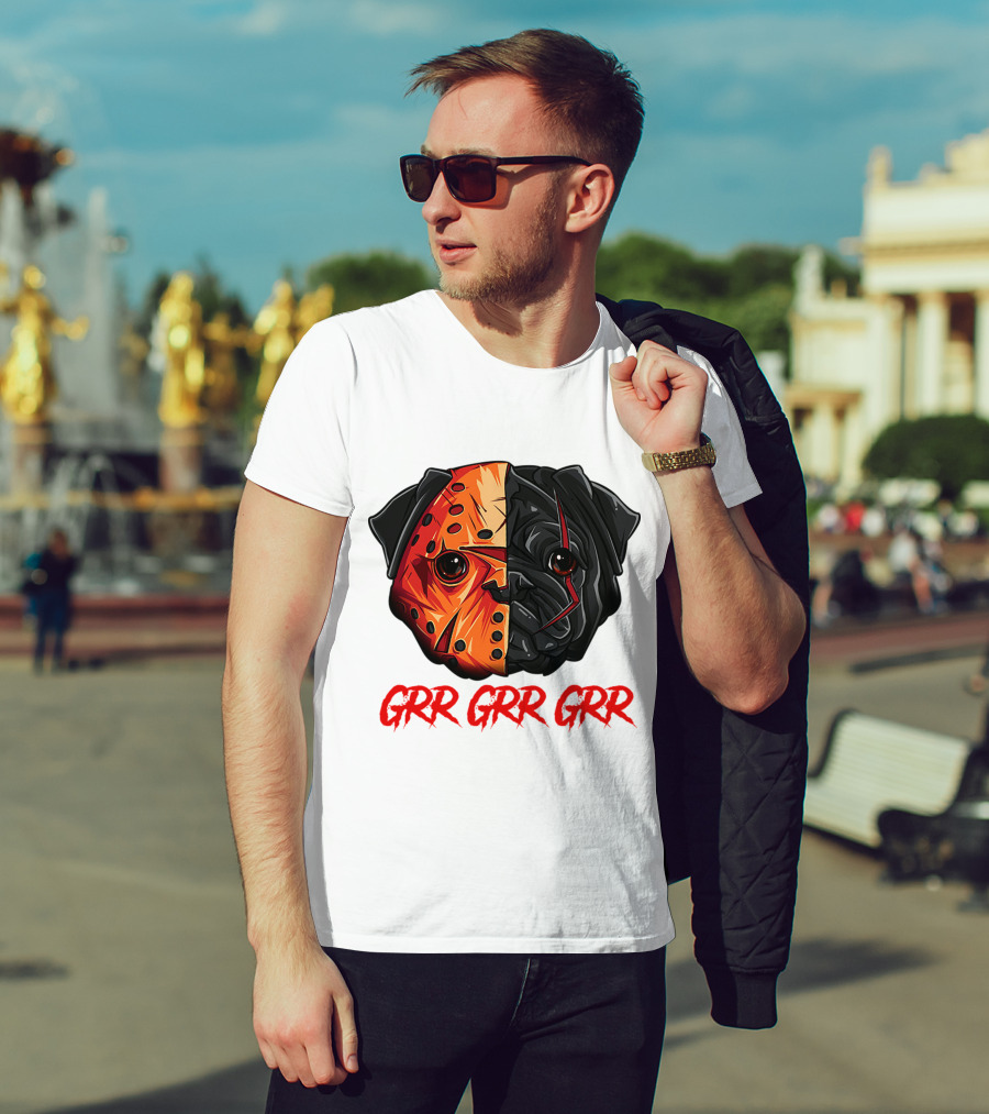 Grr Grr Grr Jason Dog Mask Pug Face T-Shirt