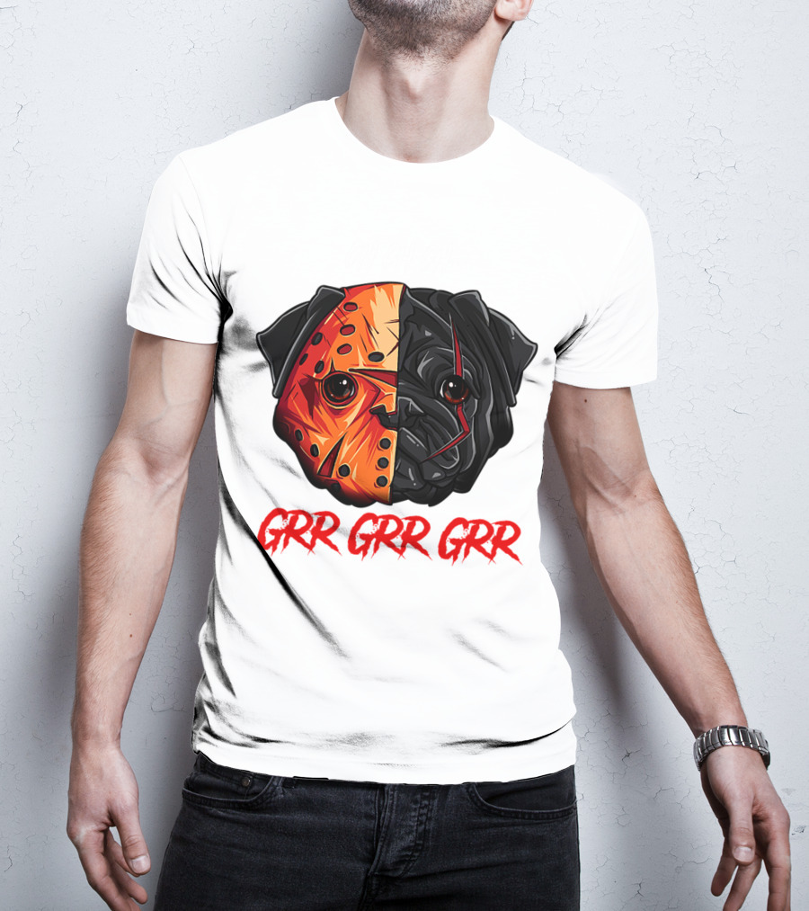 Grr Grr Grr Jason Dog Mask Pug Face T-Shirt