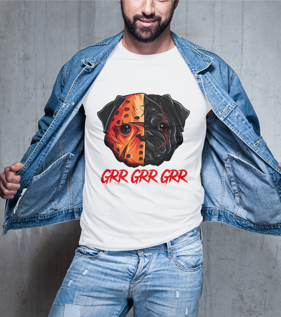 Grr Grr Grr Jason Dog Mask Pug Face T-Shirt