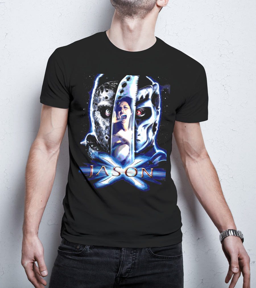Jason X Horror Iconic Mask And Knife T-Shirt