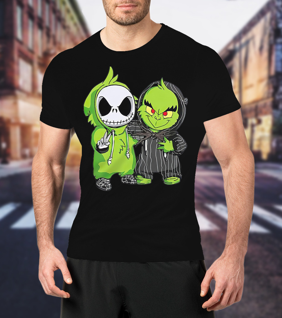 Jack Skellington And Grinch Crossover Hoodie Characters T-Shirt