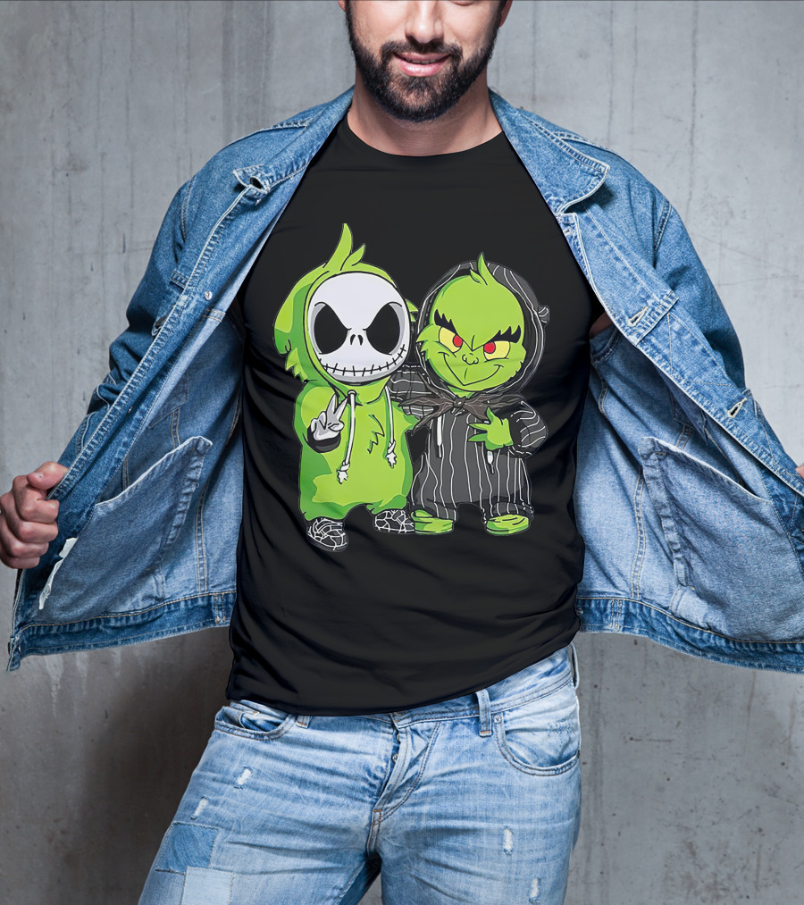 Jack Skellington And Grinch Crossover Hoodie Characters T-Shirt