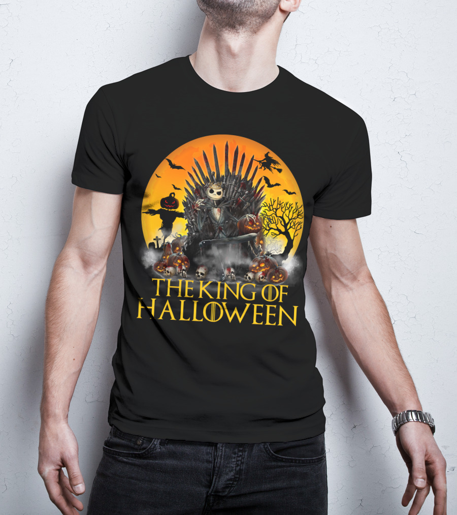 The King Of Halloween Jack Skellington Iron Throne Halloween Scene T-Shirt