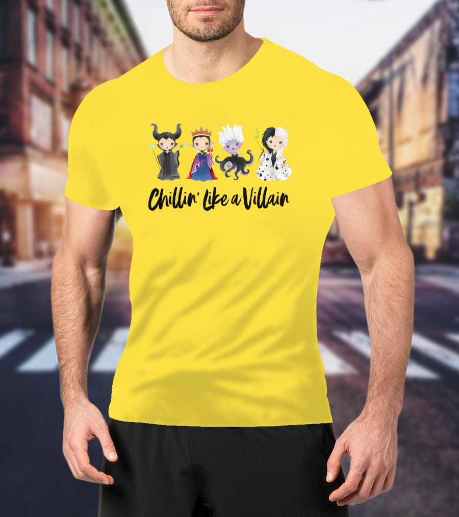 Chillin' Like A Villain With Iconic Style Inspired Characters In Playful Cartoon T-Shirt