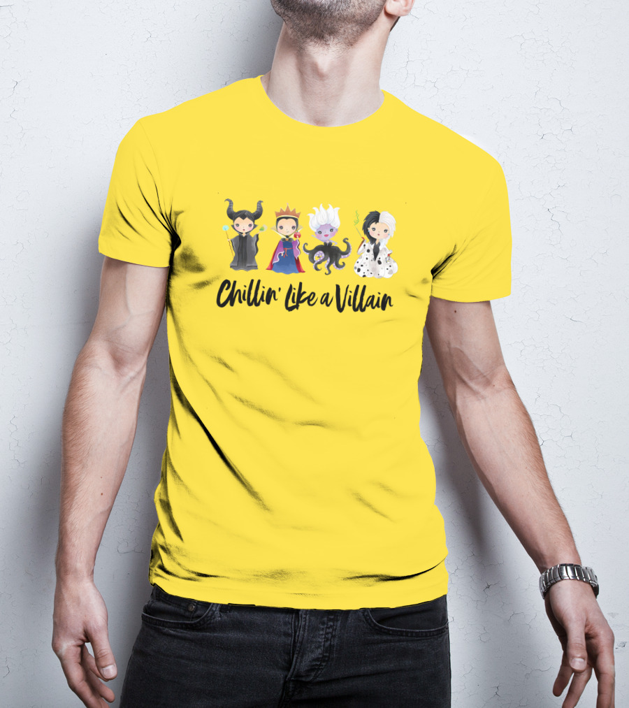 Chillin' Like A Villain With Iconic Style Inspired Characters In Playful Cartoon T-Shirt