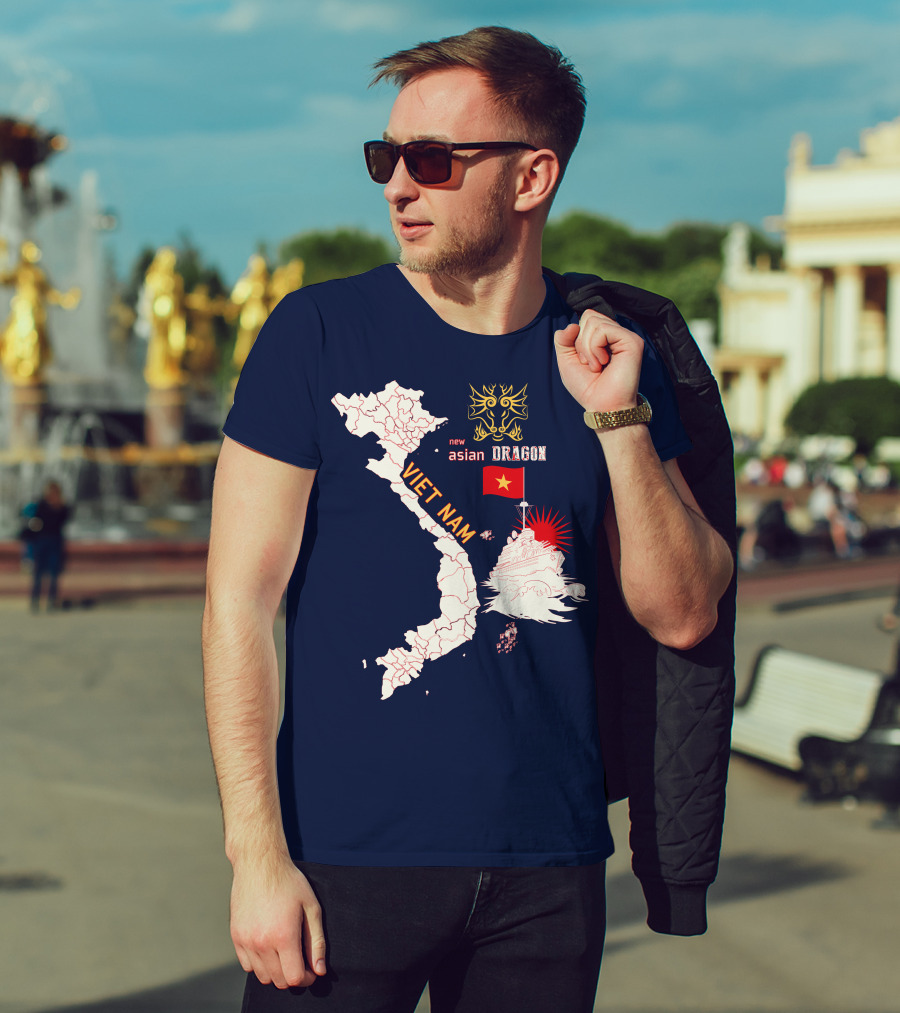 Viet Nam Map New Asian Dragon Flag Ship T-Shirt