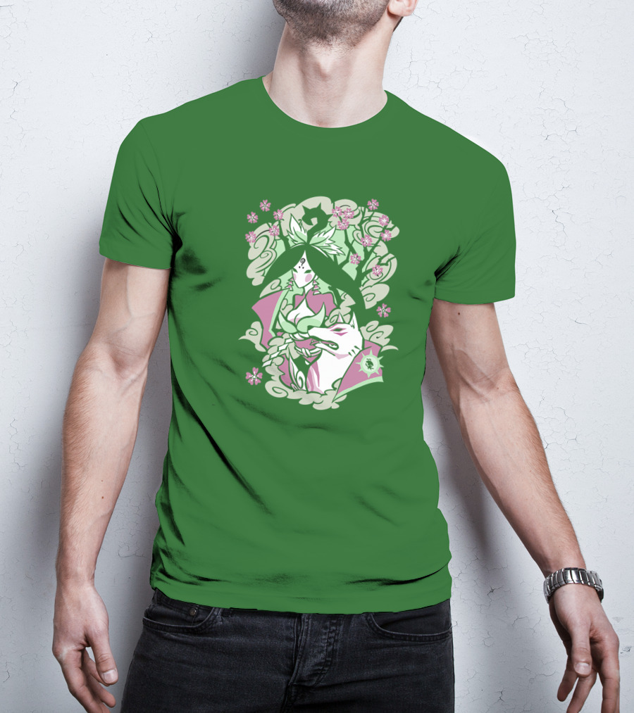 Okami Merch Amaterasu And Cherry Blossoms T-Shirt