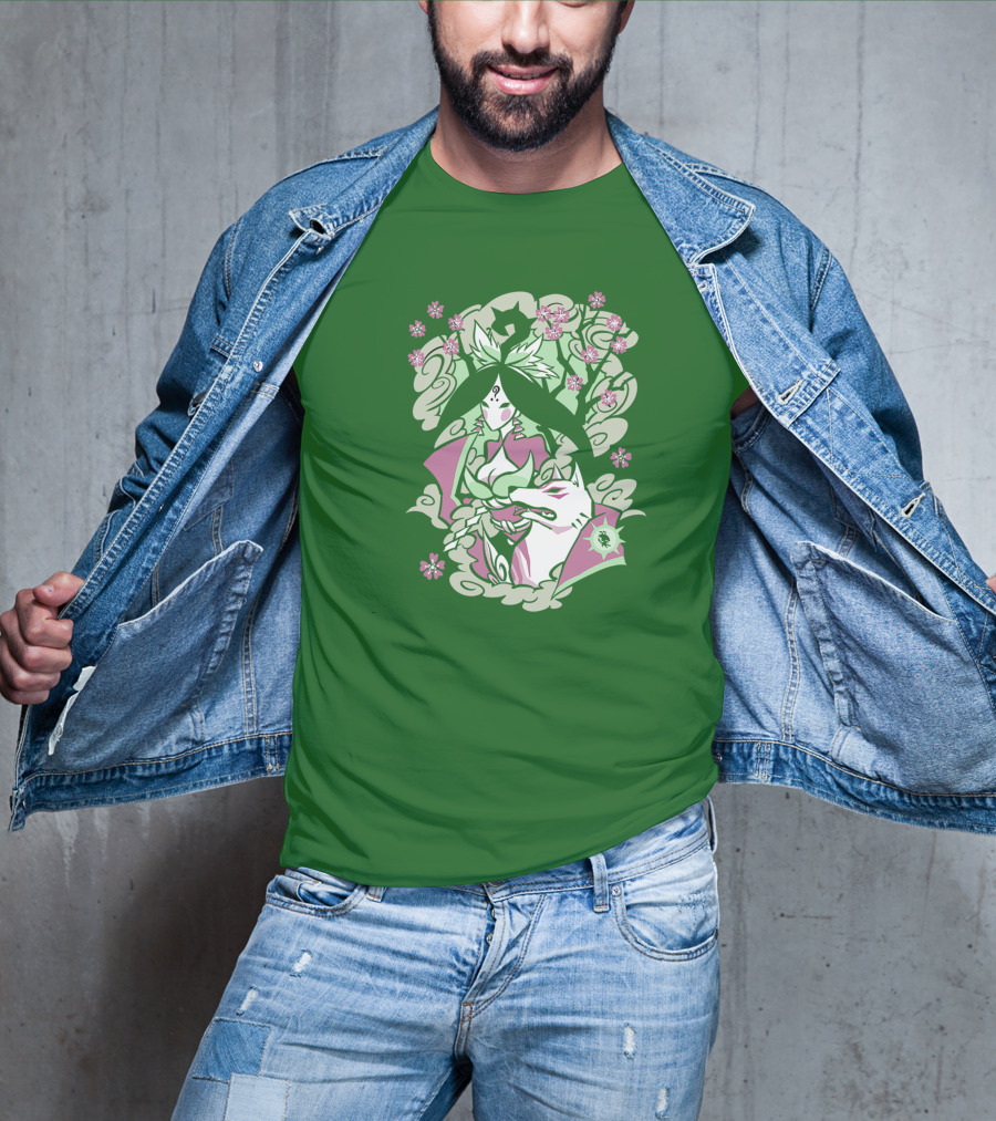 Okami Merch Amaterasu And Cherry Blossoms T-Shirt