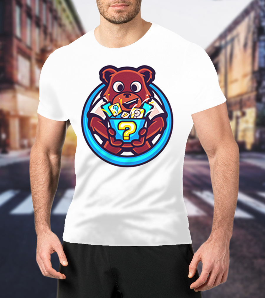 Der Merch Bear Holding Mystery Question Mark Box T-Shirt