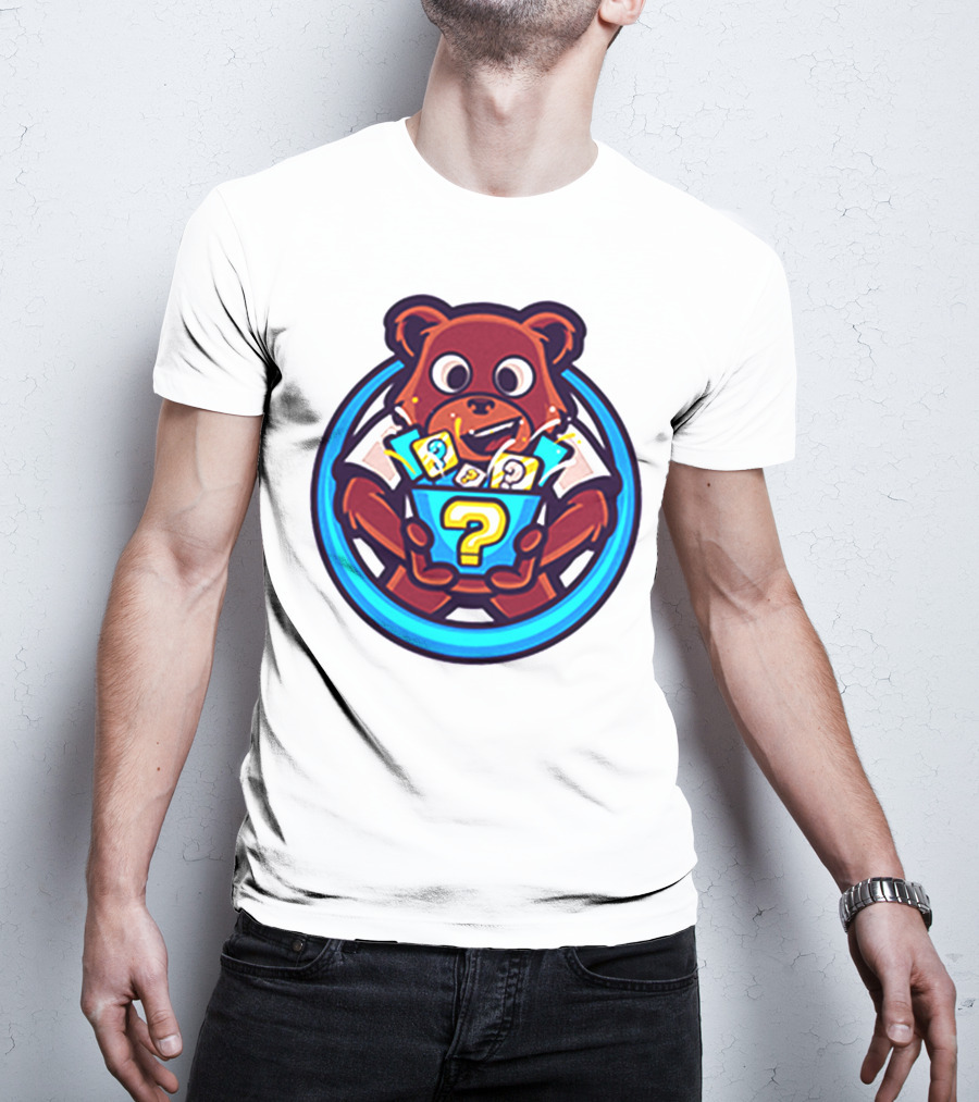 Der Merch Bear Holding Mystery Question Mark Box T-Shirt