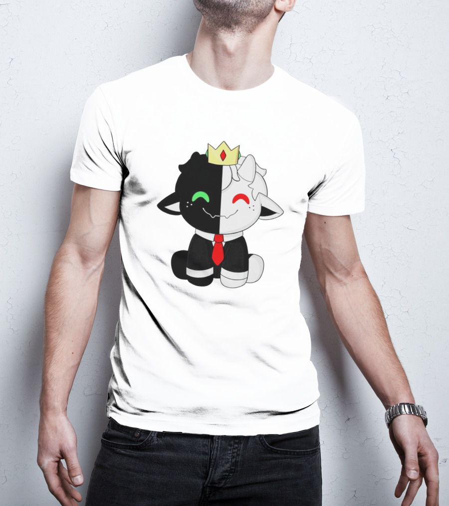 Ranboo Fashion Half Black Half White Crowned Character T-Shirt