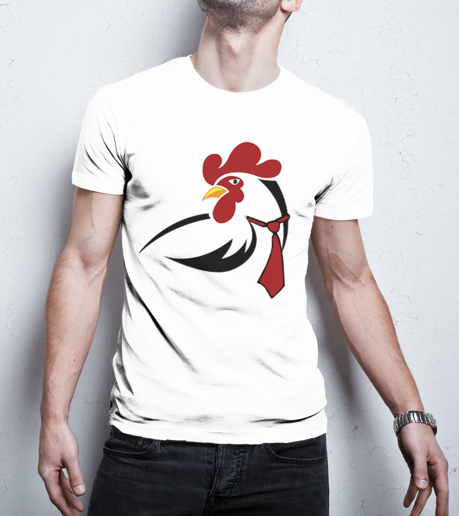 Hen Tie Rooster Necktie Motif T-Shirt