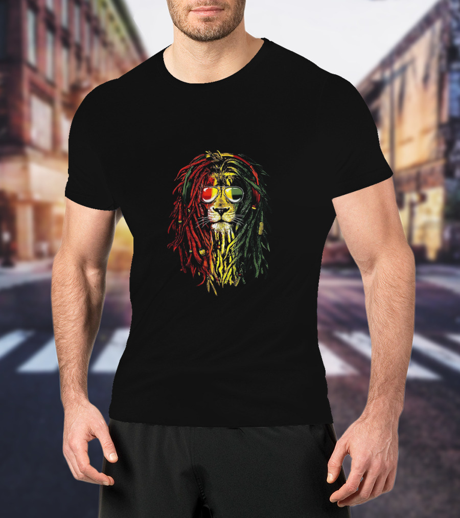 Lion Reggae Rasta Sunglasses T-Shirt