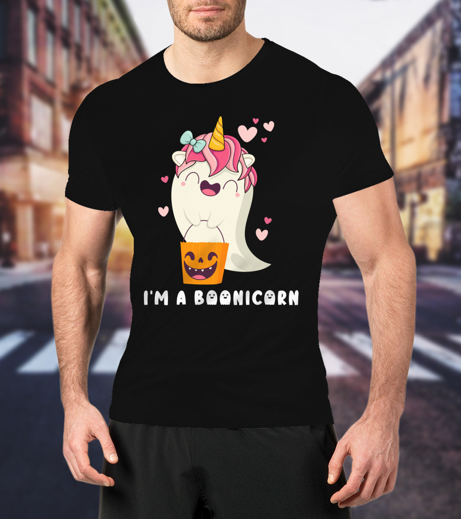 I'm A Boonicorn Cute Boonicorn Ghost Unicorn Halloween Hearts T-Shirt