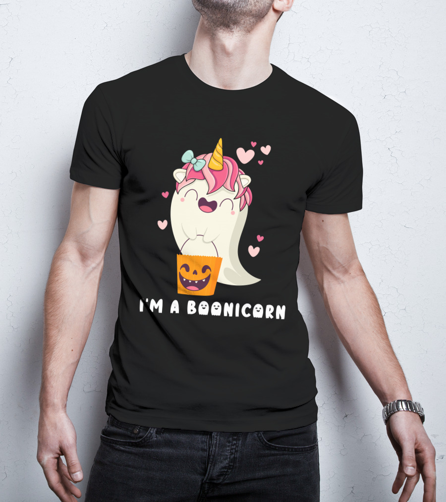 I'm A Boonicorn Cute Boonicorn Ghost Unicorn Halloween Hearts T-Shirt