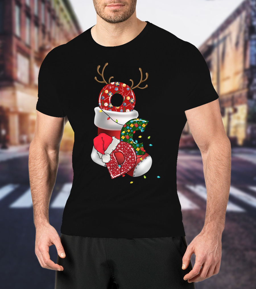 OCD Obsessive Christmas Disorder Reindeer Santa Hat Lights Stocking T-Shirt