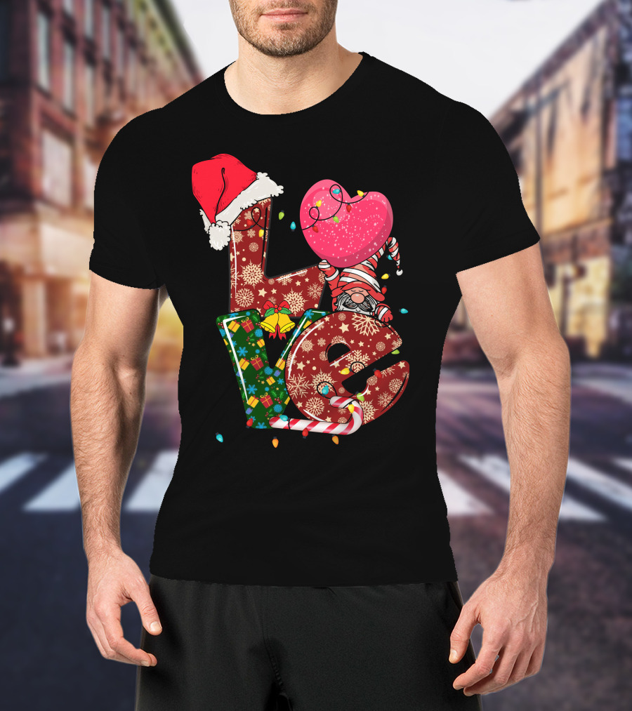 Christmas Love With Santa Hat And Festive T-Shirt