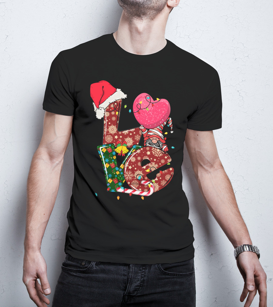 Christmas Love With Santa Hat And Festive T-Shirt