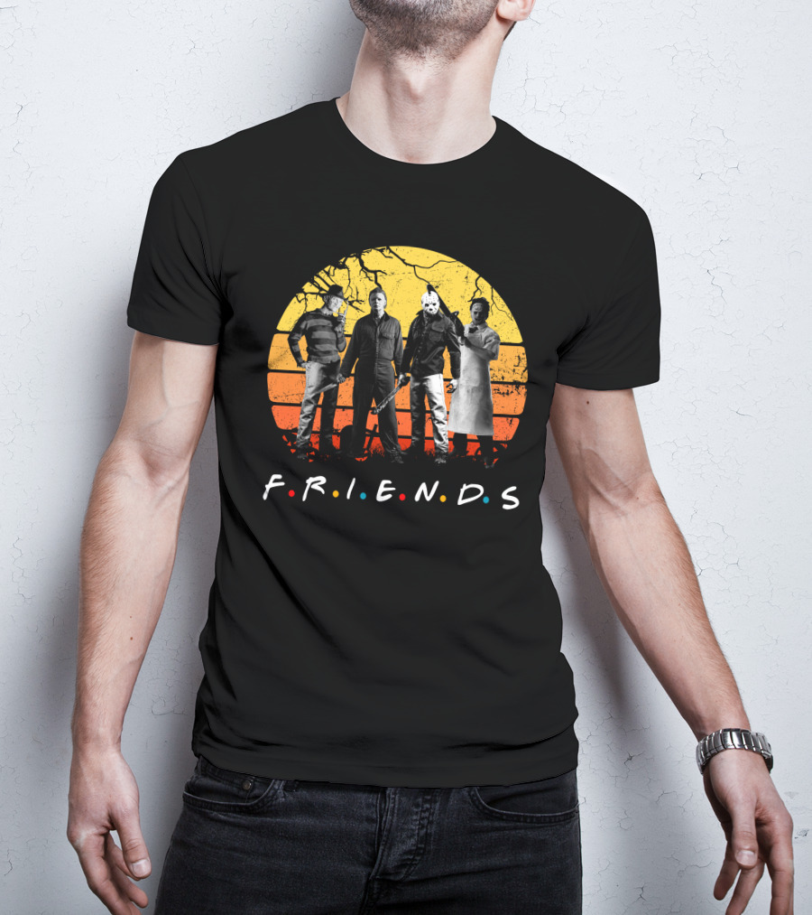 FRIENDS Halloween Horror Characters Sunset T-Shirt