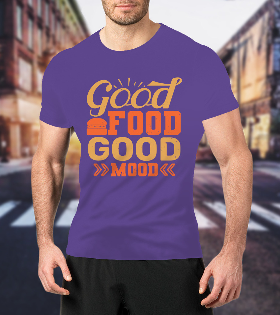 Good Food Good Mood Burger Sunburst Arrows T-Shirt