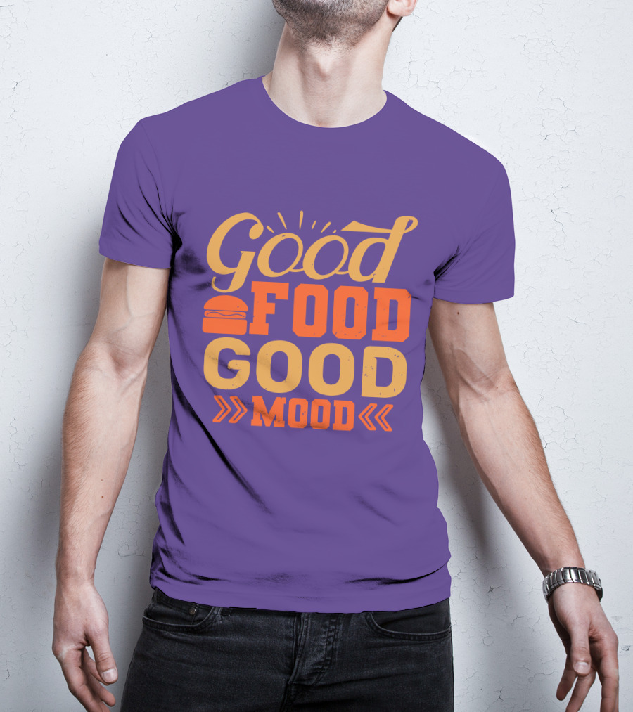 Good Food Good Mood Burger Sunburst Arrows T-Shirt