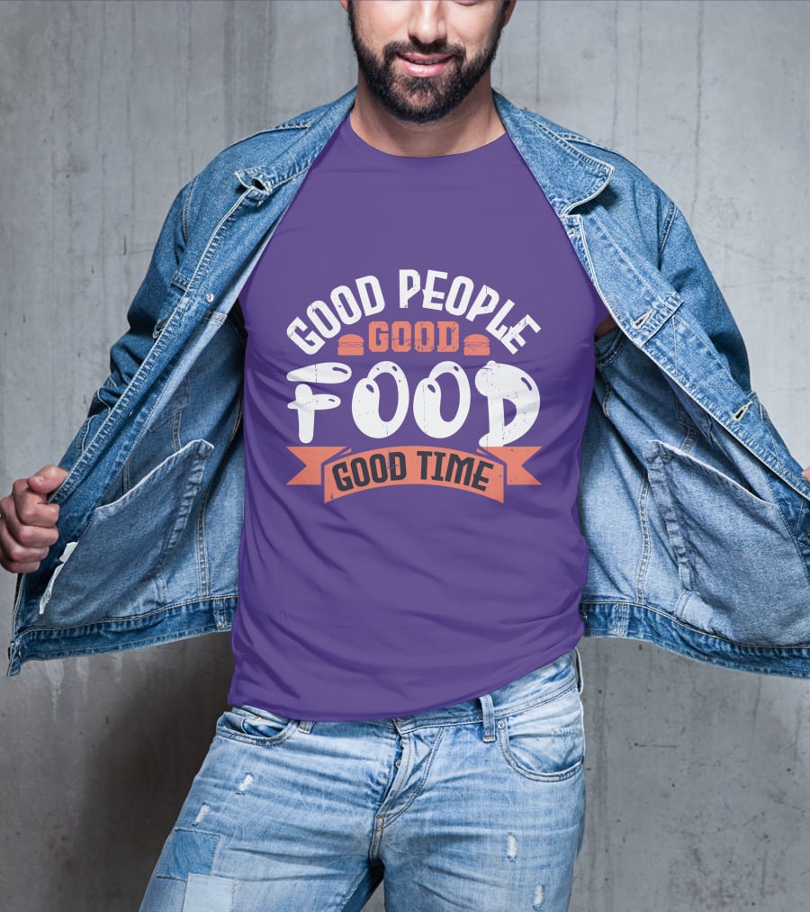 Good People Good Food Good Time Retro Banner T-Shirt
