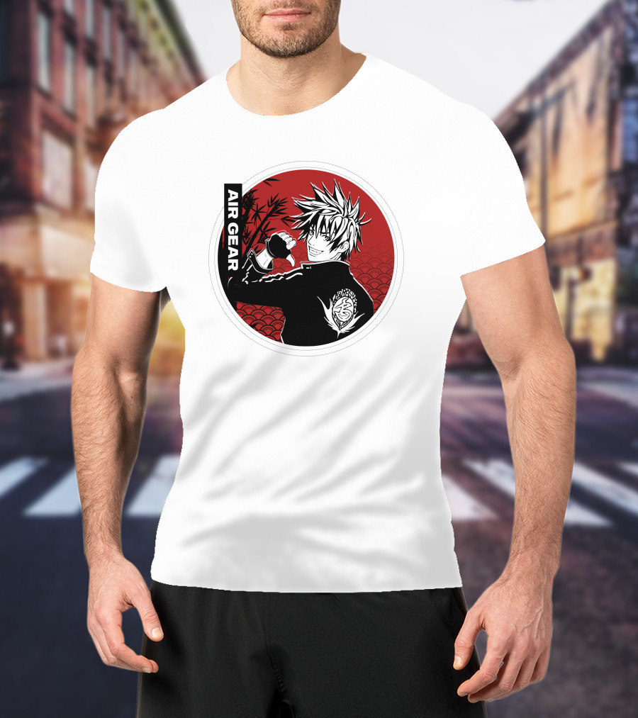 Air Gear Anime Character In Red And Black Circle With Bamboo Background T-Shirt