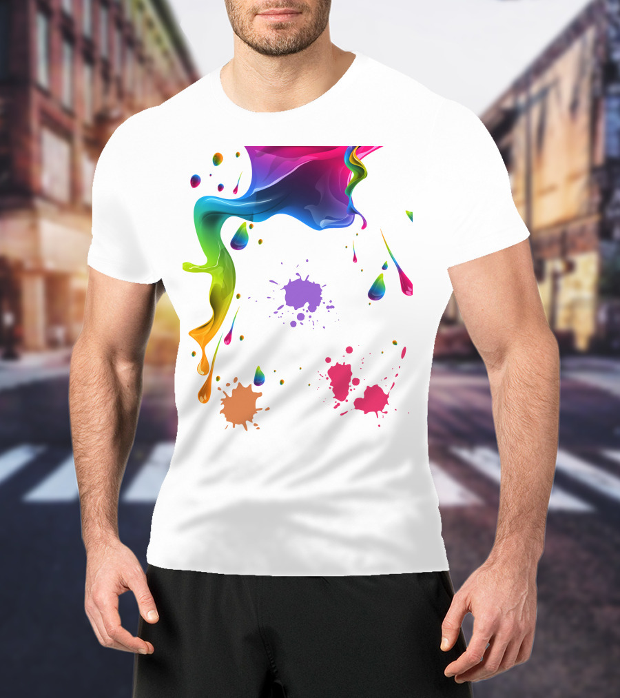 Waterpaint Colorful Splatter Vibrant Drips And Drops T-Shirt