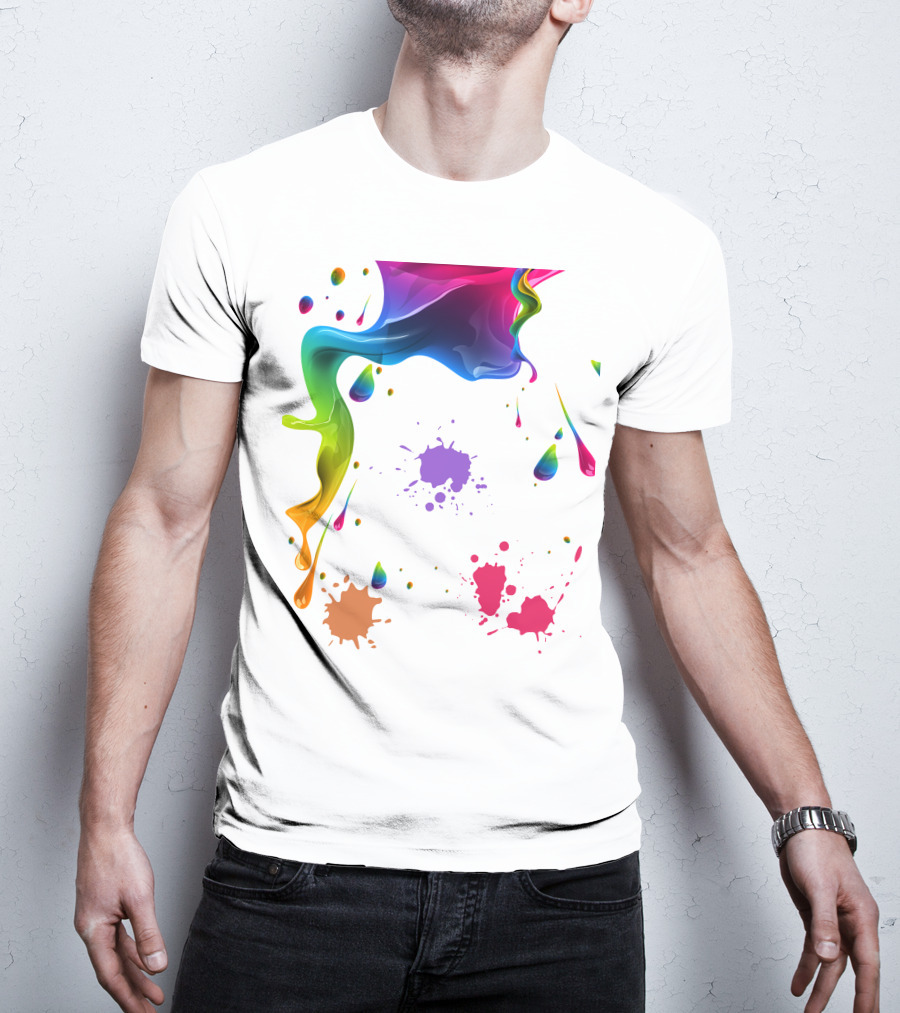 Waterpaint Colorful Splatter Vibrant Drips And Drops T-Shirt