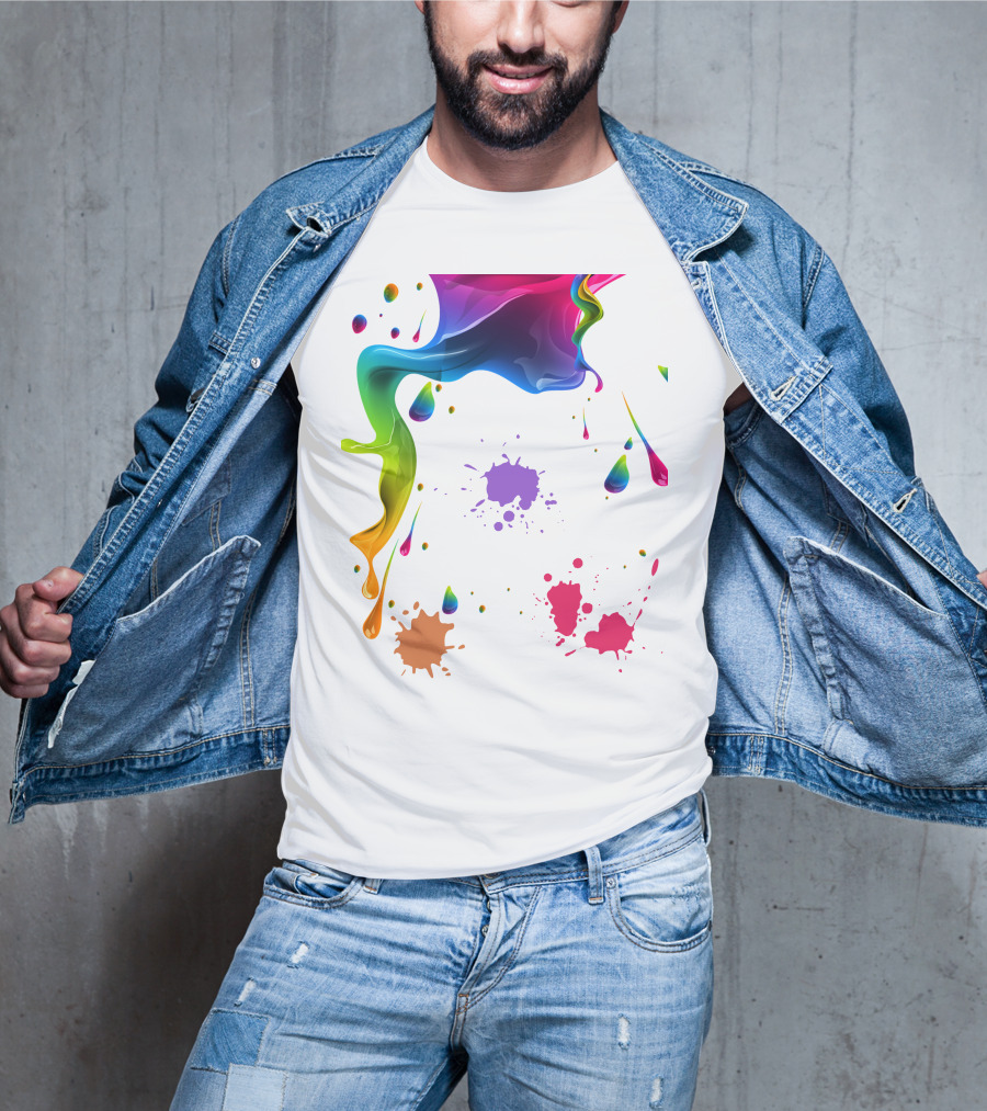 Waterpaint Colorful Splatter Vibrant Drips And Drops T-Shirt
