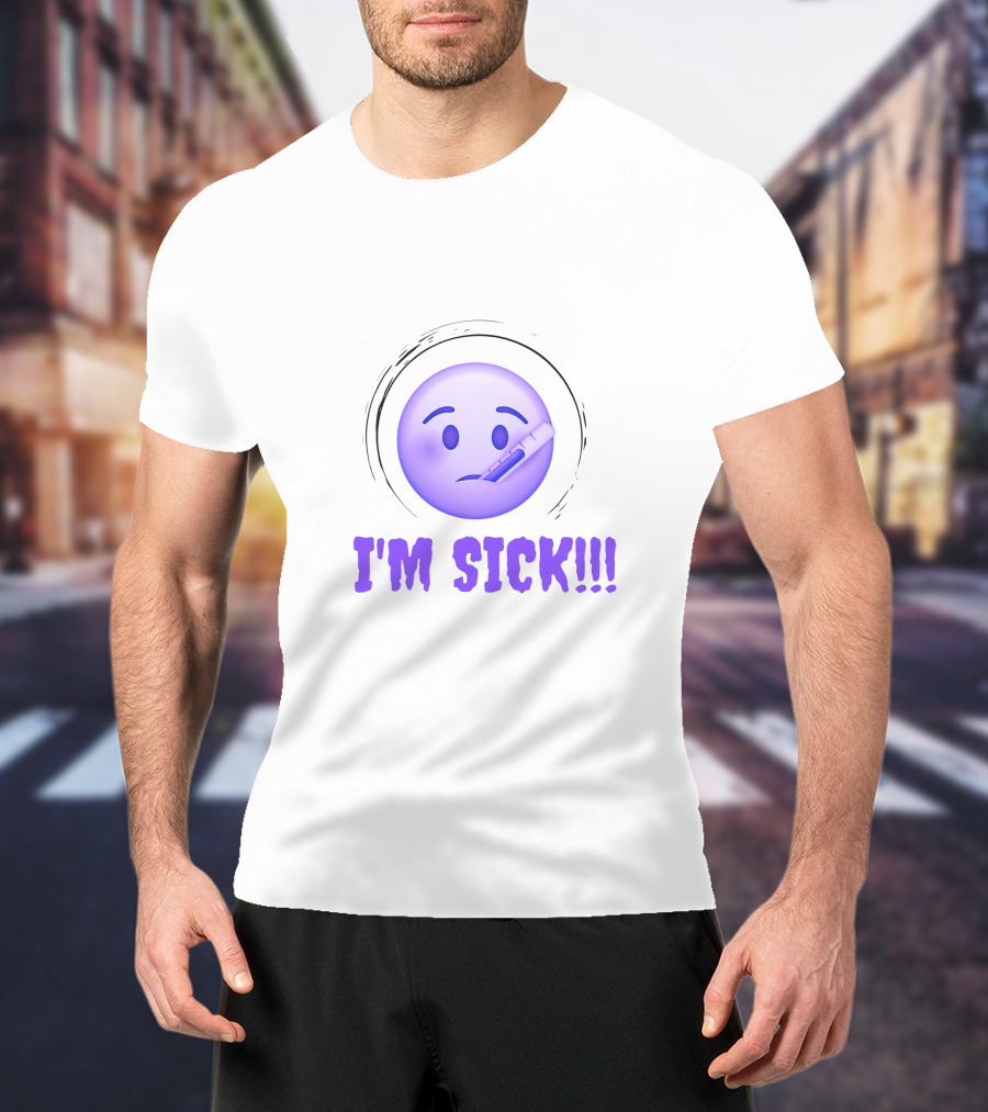 I'M SICK Emoji Face With Thermometer T-Shirt