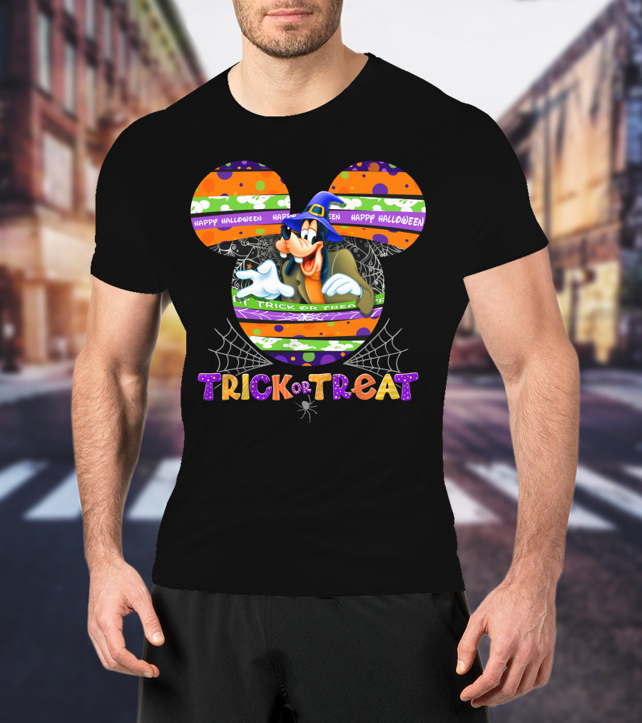 Trick Or Treat Goofy Happy Halloween Mickey Ears T-Shirt