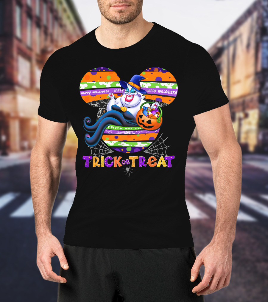 Ursula Halloween Trick Or Treat Mickey Pumpkin Happy Halloween T-Shirt