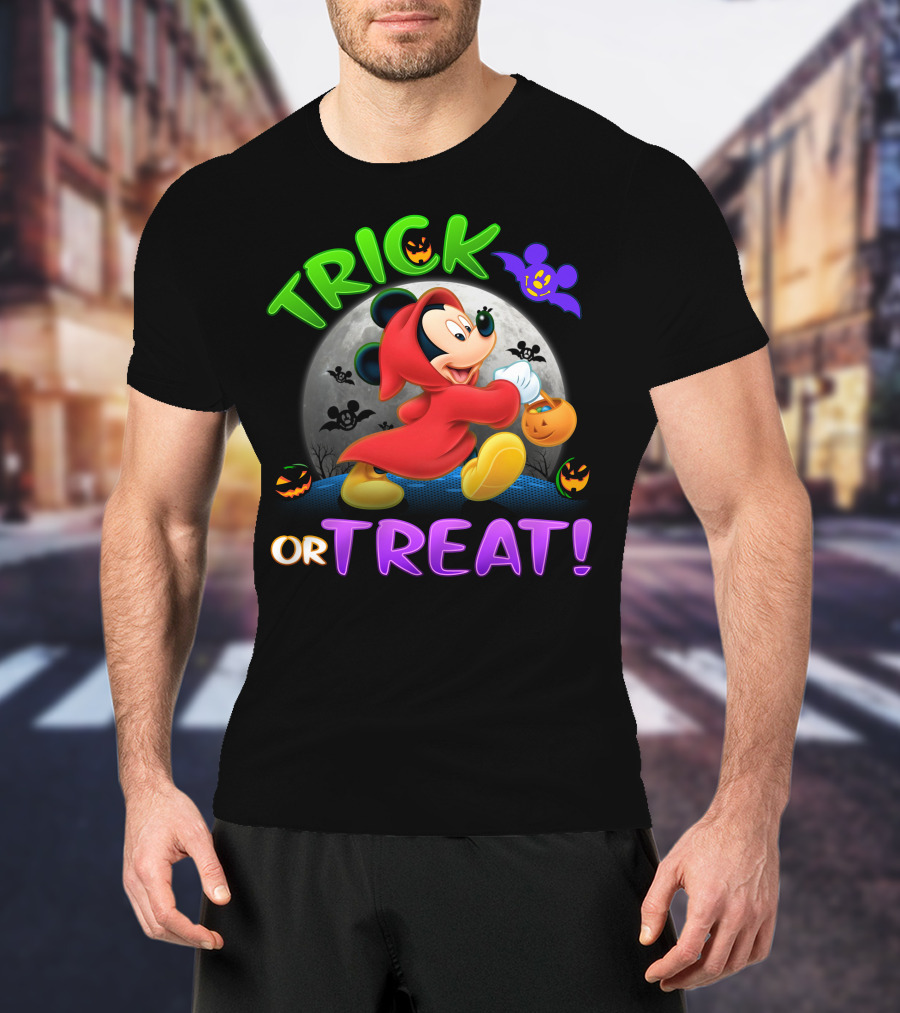 Trick Or Treat Mickey Halloween Bat Pumpkin T-Shirt